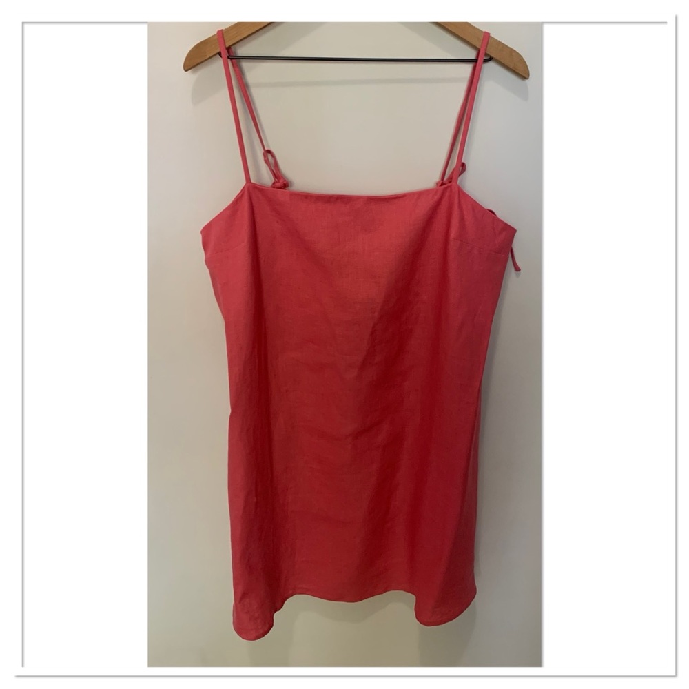 Reformation Aubree Linen Dress Sundried Tomato Size Extra Large - Picture 3 of 9